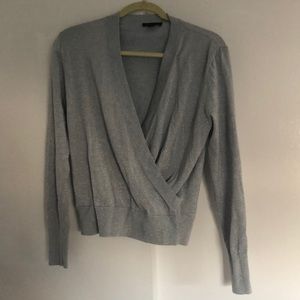 J.Crew Sliver and Blue wrap sweater